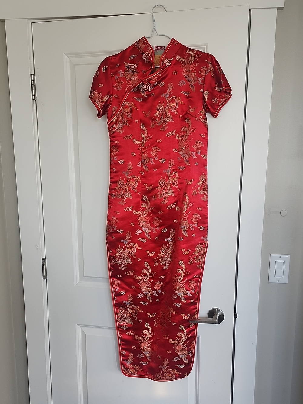 Red Floral Qipao Dress Like New